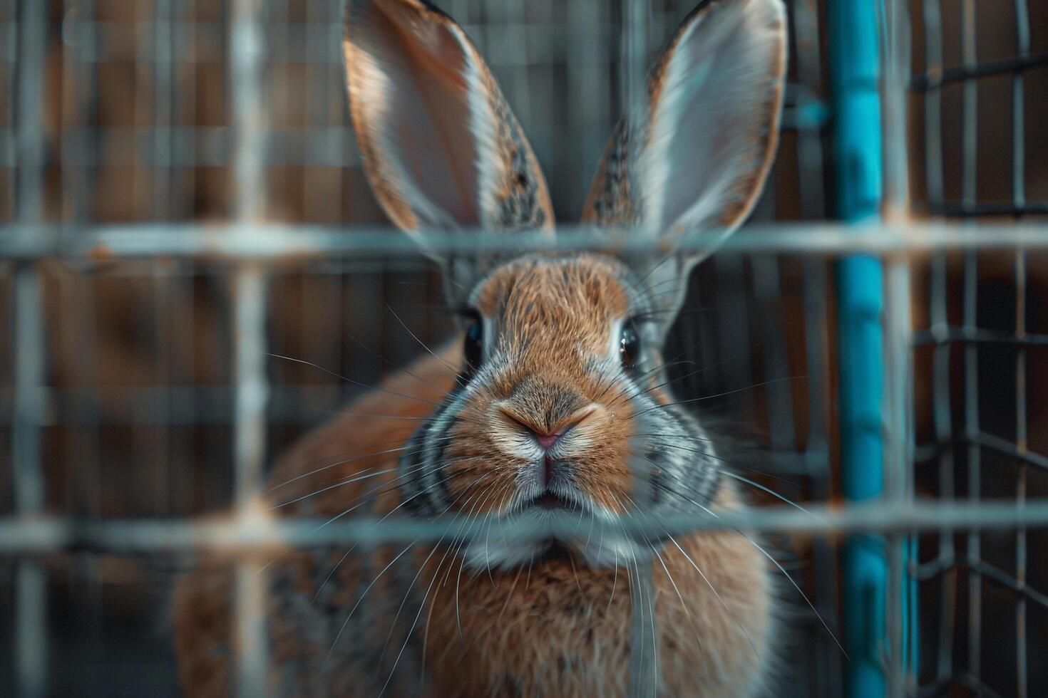 Rescued rabbit binkying joyfully in spacious outdoor pen ears flopping with happiness background photo
