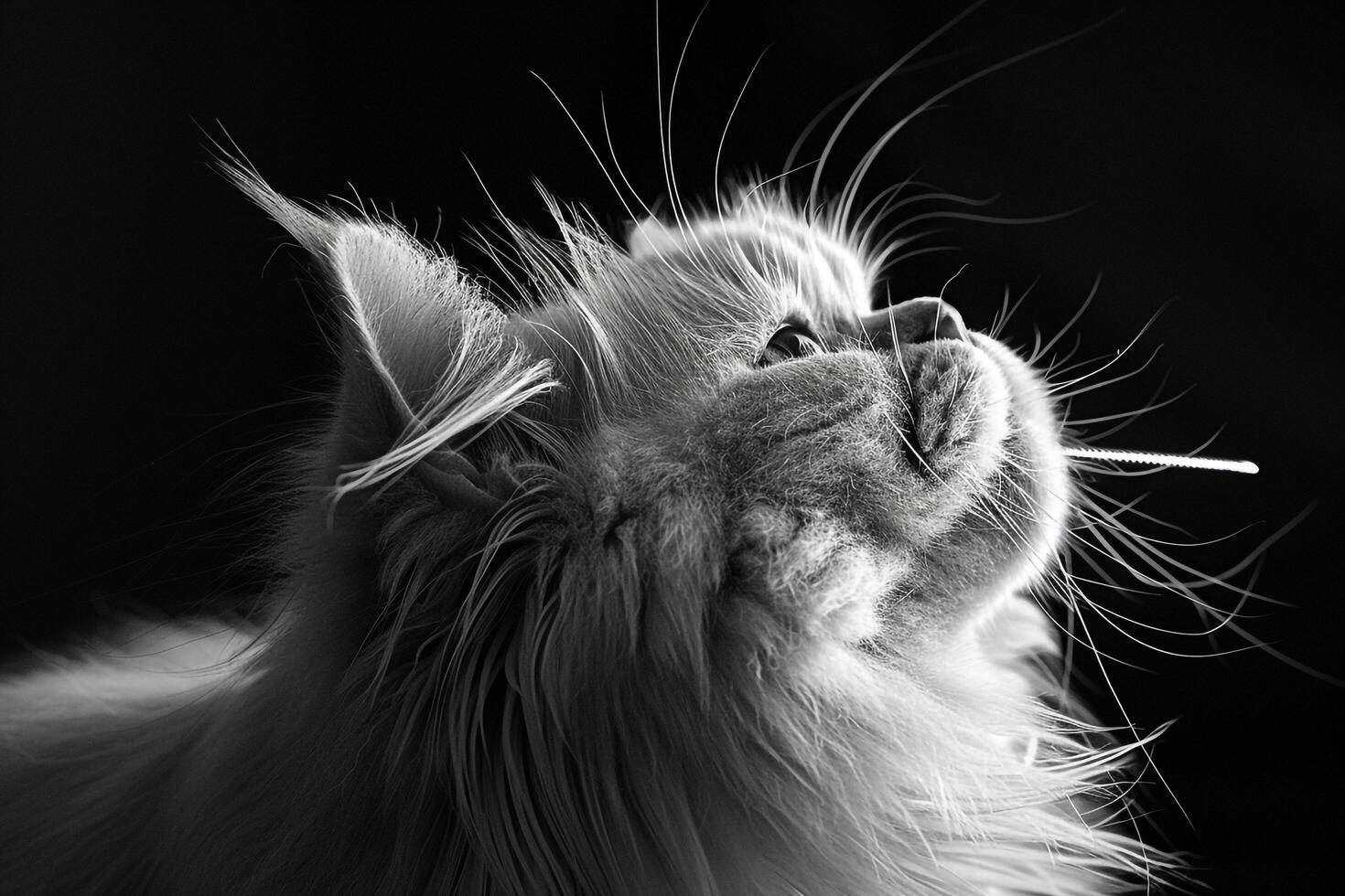Persian cat being delicately groomed with silver comb its fur gleaming under  studio lights capturing the cats regal profile background photo