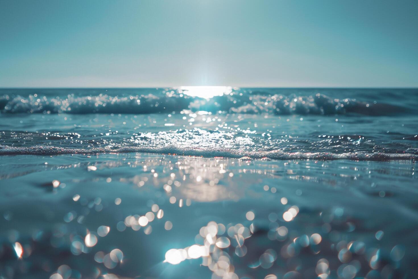 Seascape Sunlight Creating Glittering Path Across the Surface of Calm Sea nature background photo