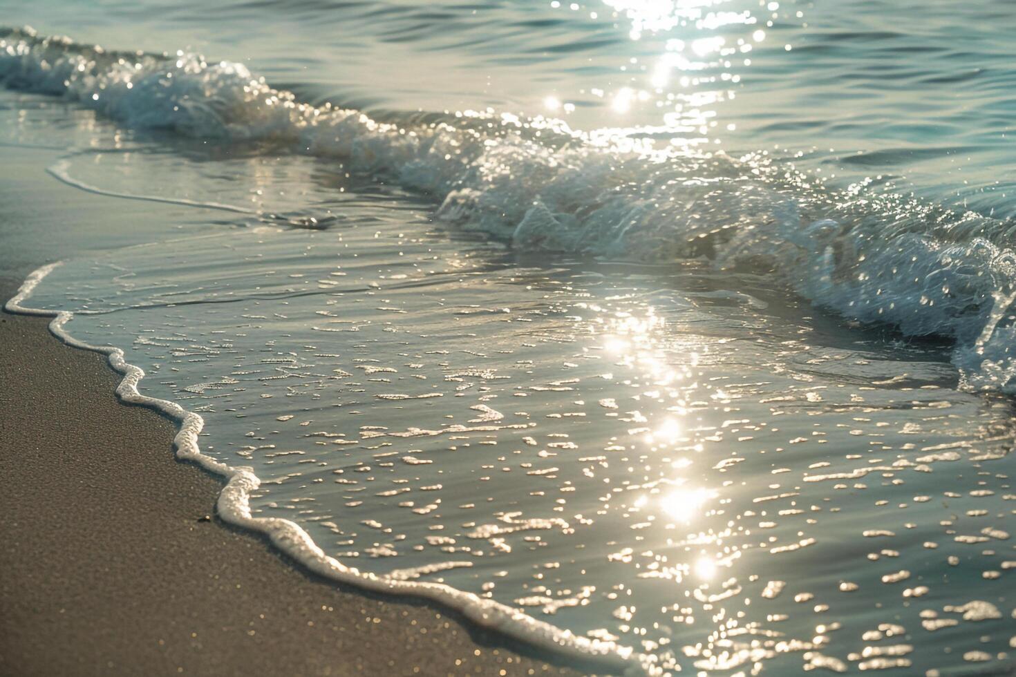 Seascape Sunlight Reflecting Off Calm Waves on Serene Beach nature background photo