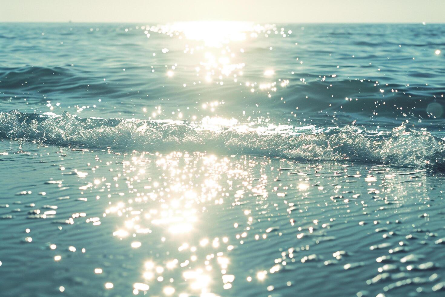 Seascape Sunlight Creating Glittering Path Across the Surface of Calm Sea nature background photo