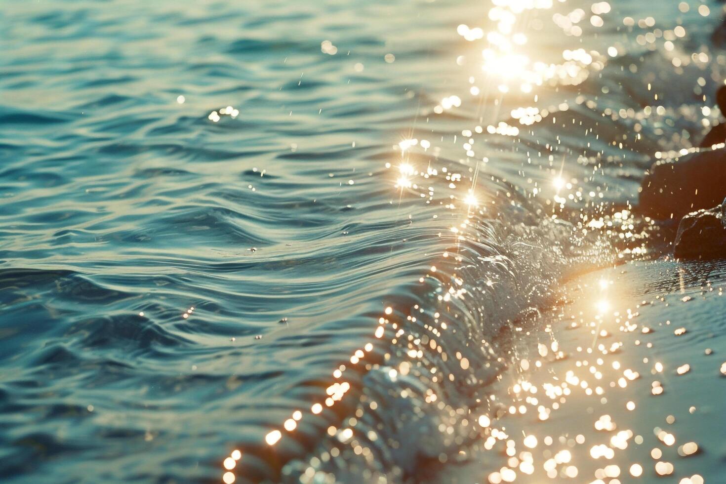 Seascape Sunlight Creating Glittering Path Across the Surface of Calm Sea nature background photo