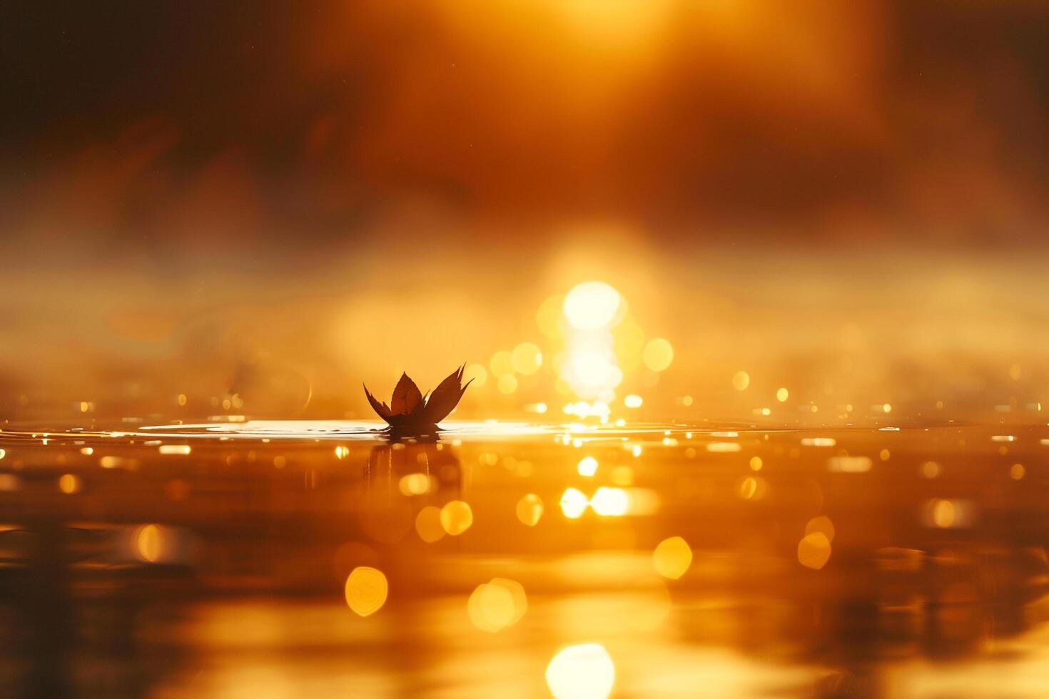 Seascape Sunlight Casting Golden Glow on the Surface of Lake nature background photo