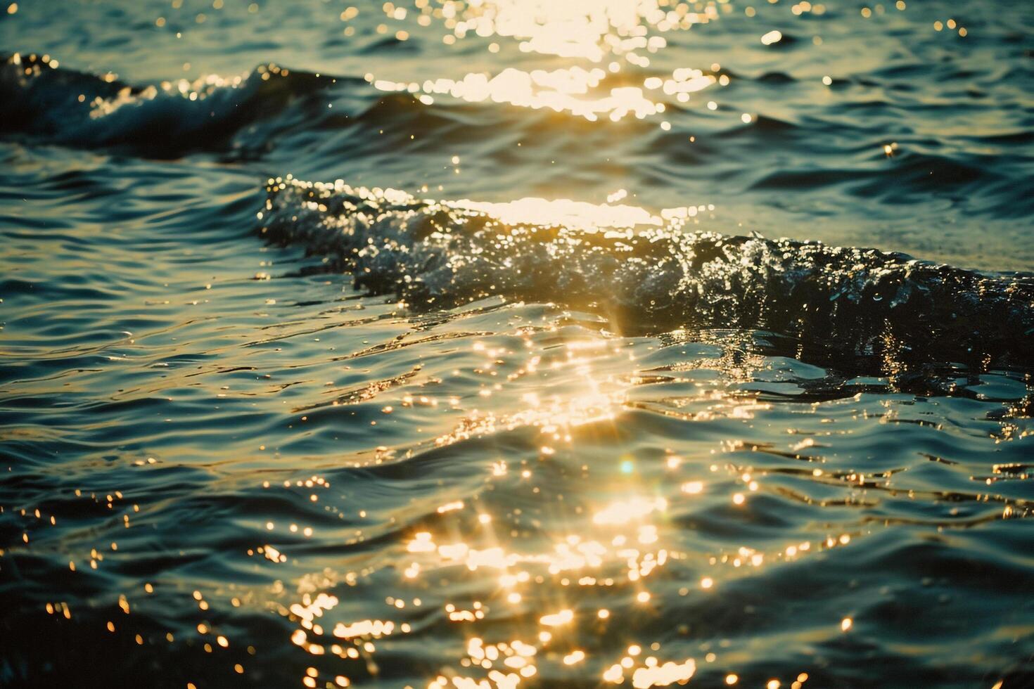 Seascape Sunlight Creating Glittering Path Across the Surface of Calm Sea nature background photo