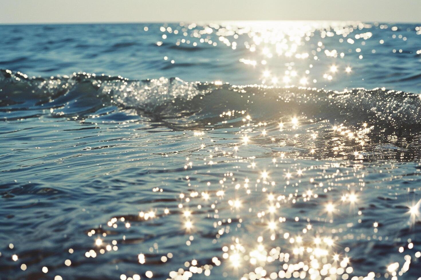 Seascape Sunlight Creating Glittering Path Across the Surface of Calm Sea nature background photo