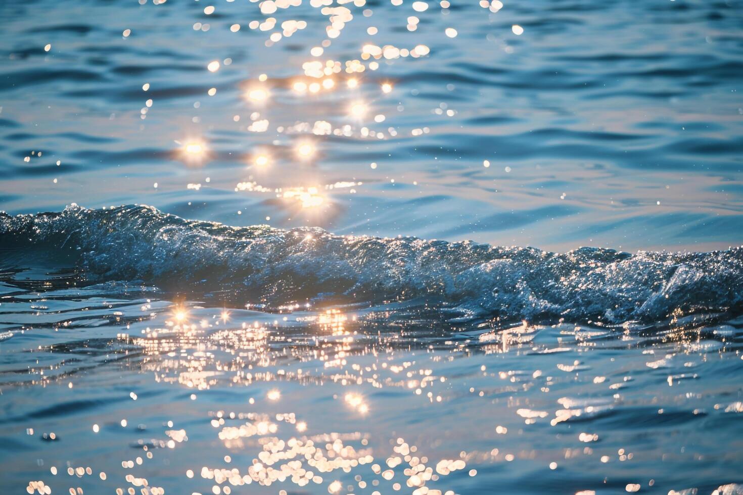 Seascape Sunlight Creating Glittering Path Across the Surface of Calm Sea nature background photo