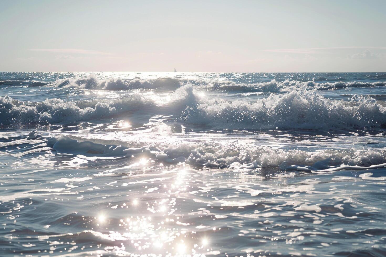 Seascape Sunlight Reflecting Off Gentle Waves on Calm Ocean nature background photo