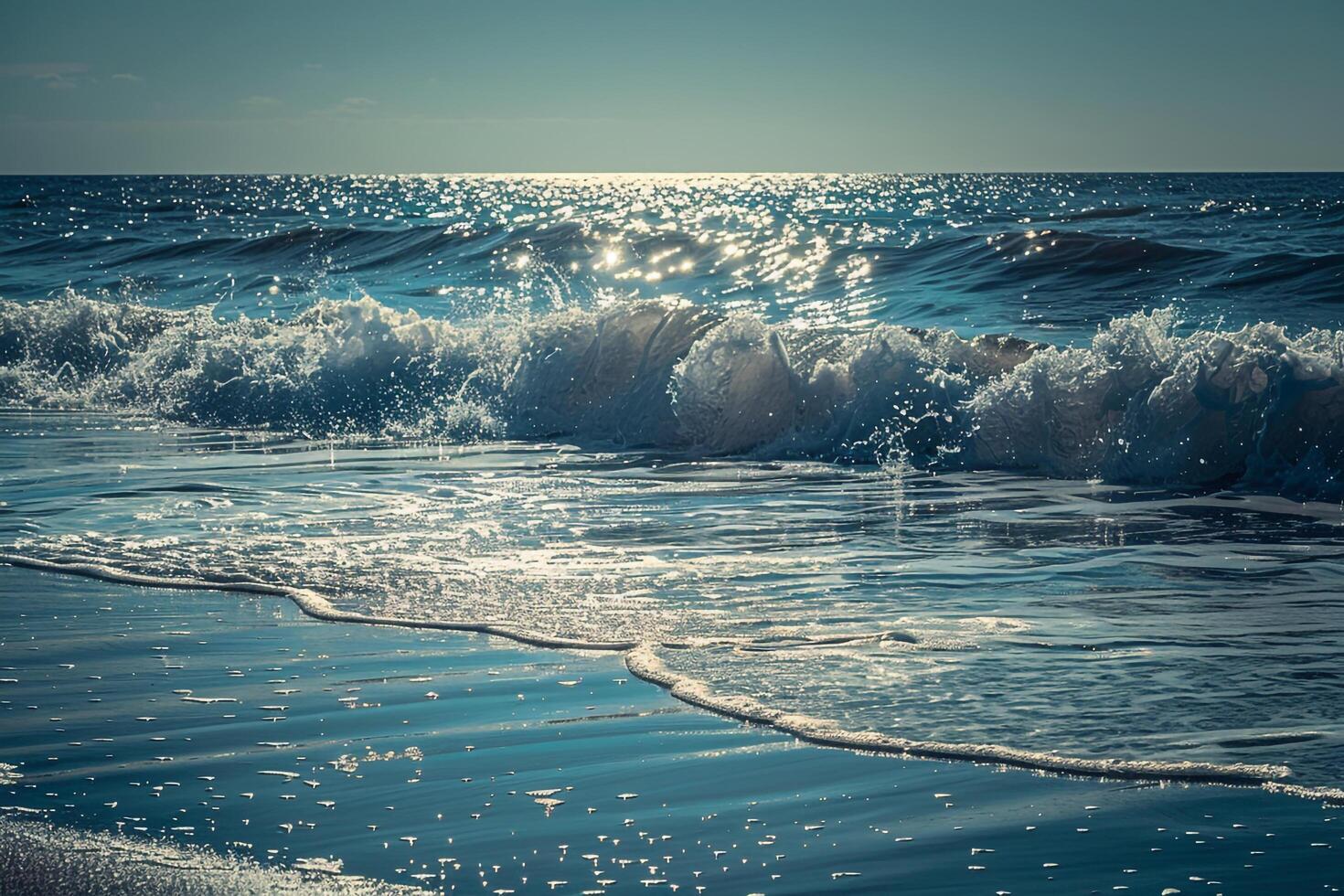 Seascape Sunlight Reflecting Off Gentle Waves on Calm Ocean nature background photo