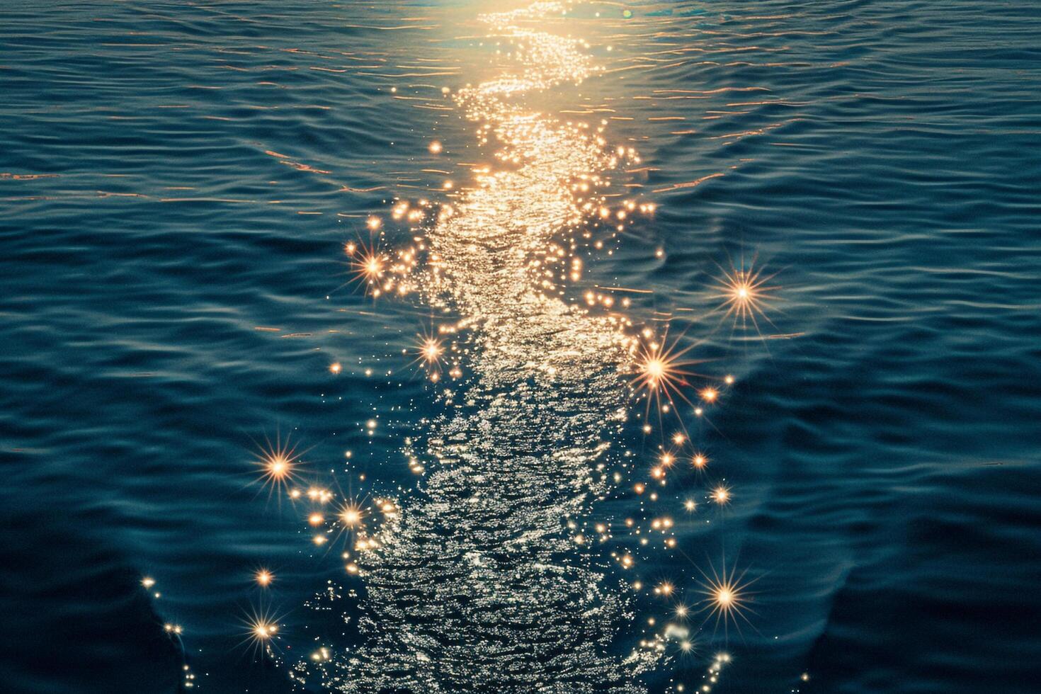 Seascape Sunlight Creating Glittering Path Across the Surface of the Ocean nature background photo
