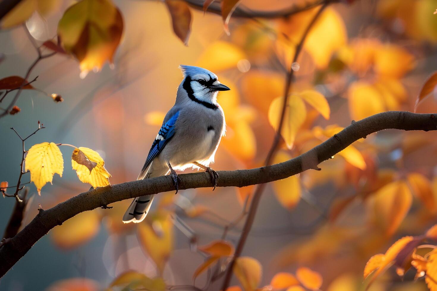 Sunlight Filtering Through Autumn Leaves with nature background photo