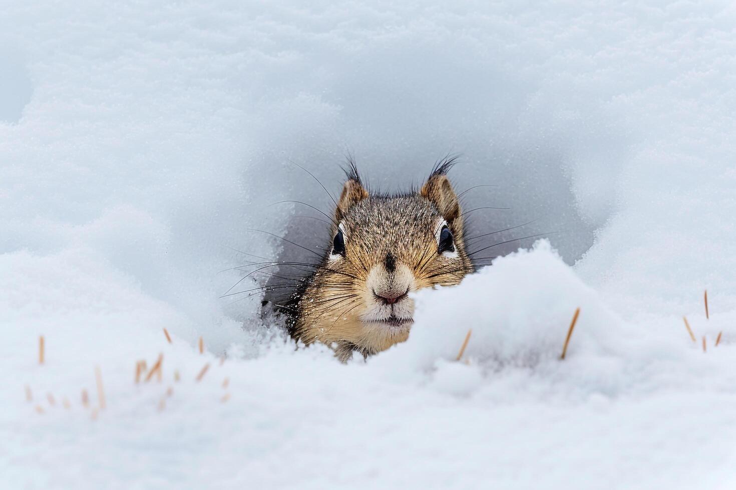 Arctic Ground Squirrel in snowy Arctic meadow nature background photo
