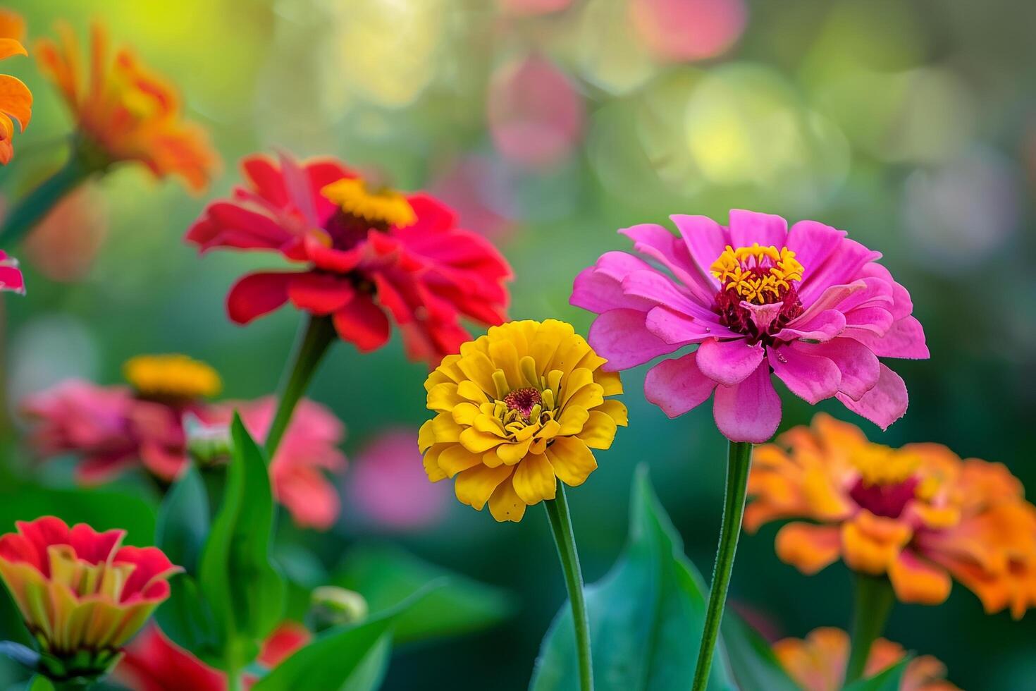 Nature Vibrant ZinniGarden nature background photo