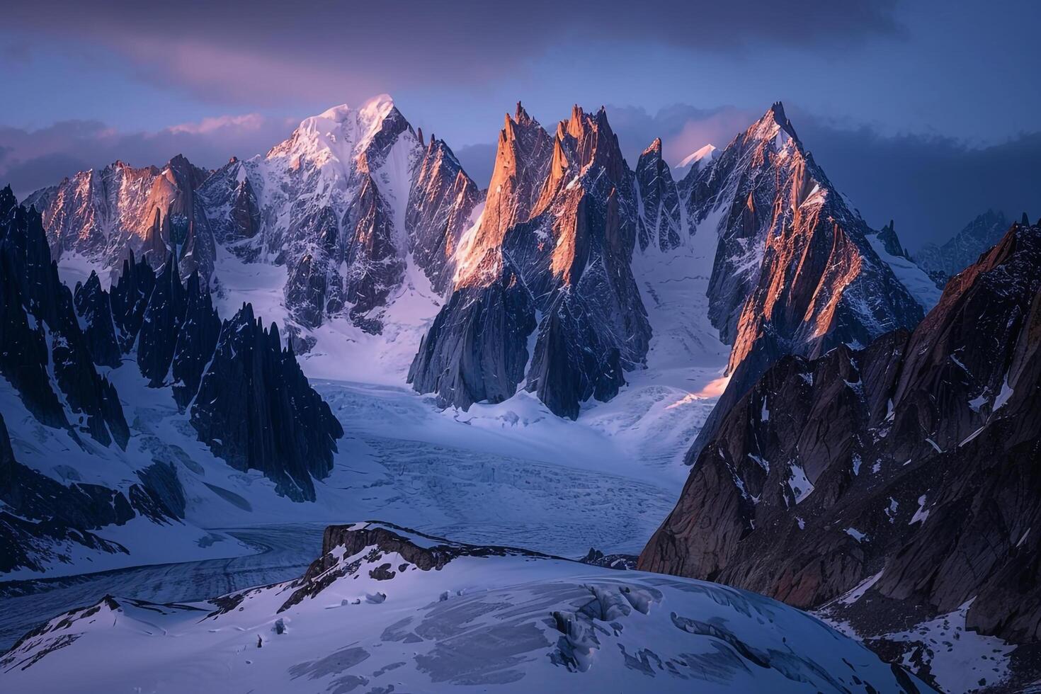 Majestic Mountain Range with Sunrise Glow  nature background photo
