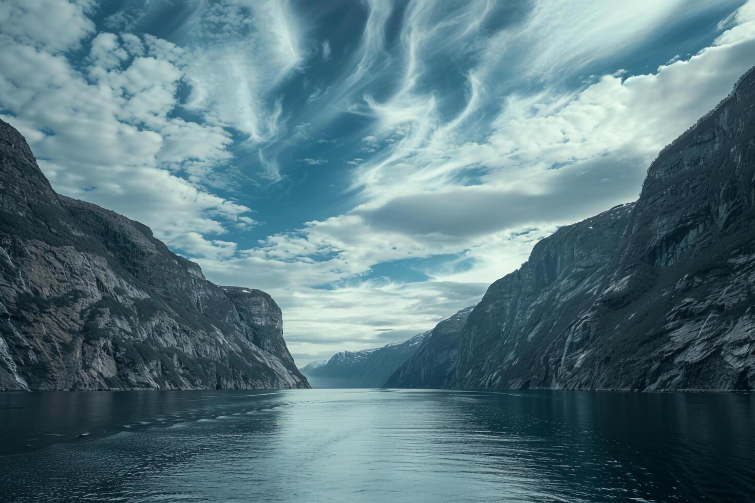 Majestic GlacierCarved Fjord with Cliffs and Calm Sea  nature background photo