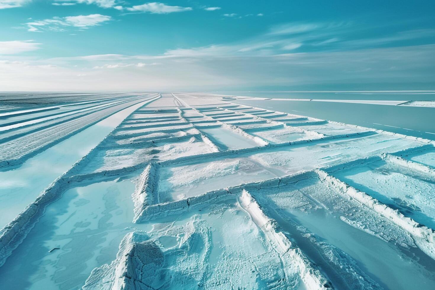 Stunning Aerial of Salt Flats Under Clear Blue Sky  nature background photo