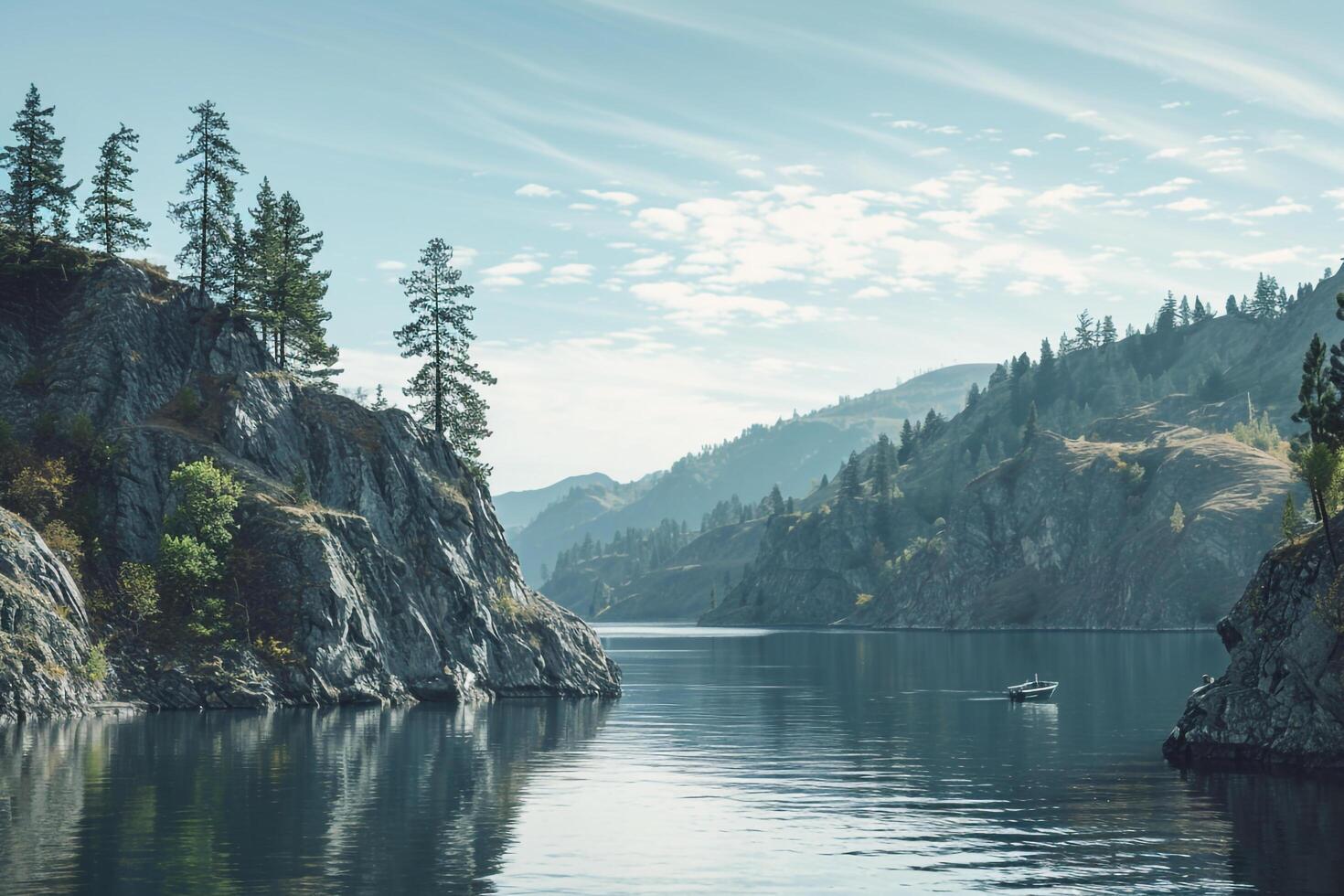 Majestic Nature Nature nature background of Mountain Lake with SnowCapped Peaks photo