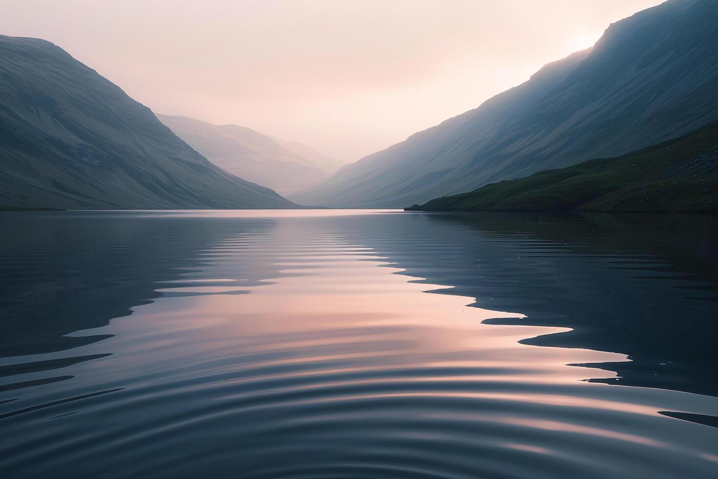 nature background of Natures Patterns on Calm Mountain Lake at Sunrise photo
