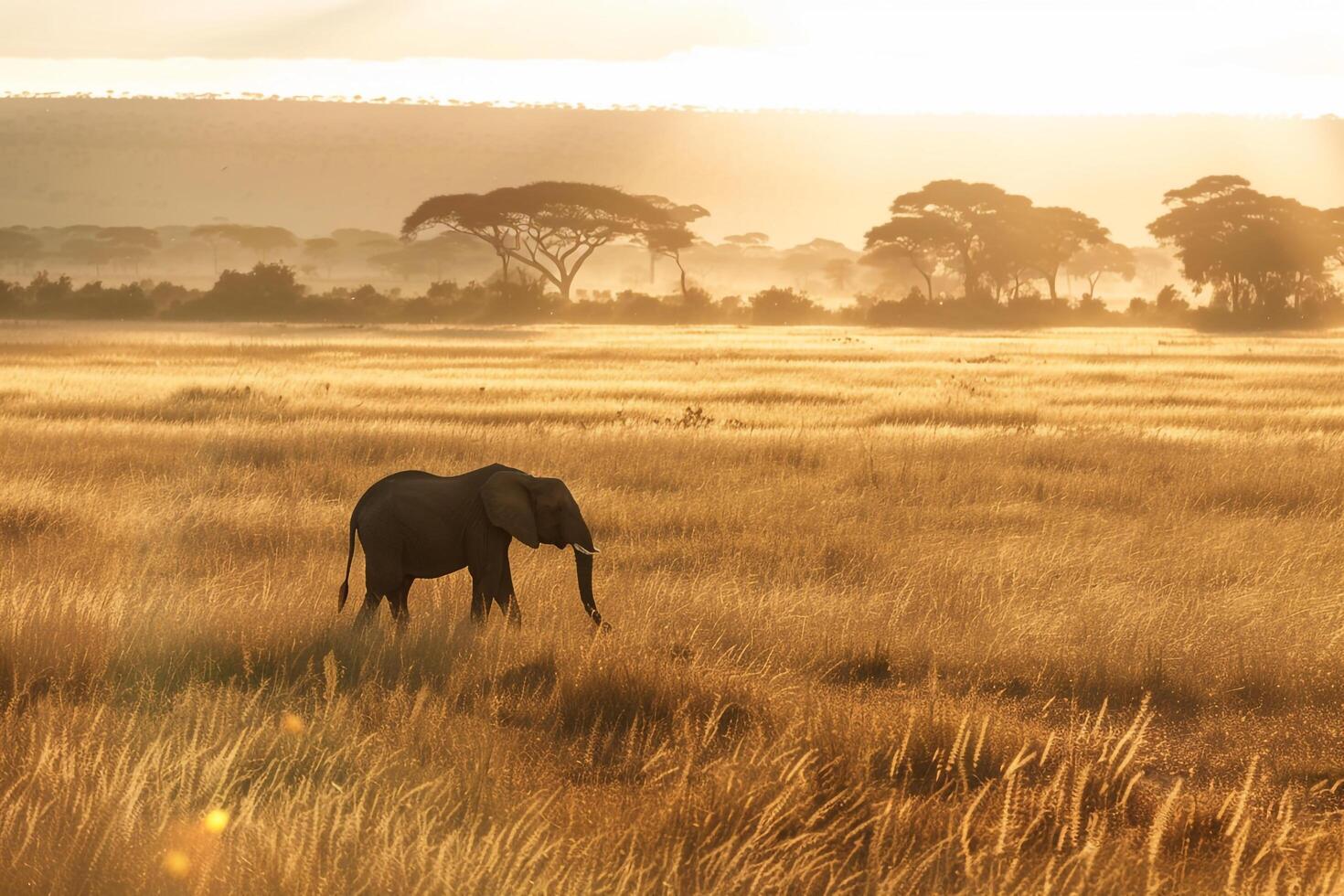 Sunlight Casting Long Shadows Across Vast Savannah Inspiring nature background photo