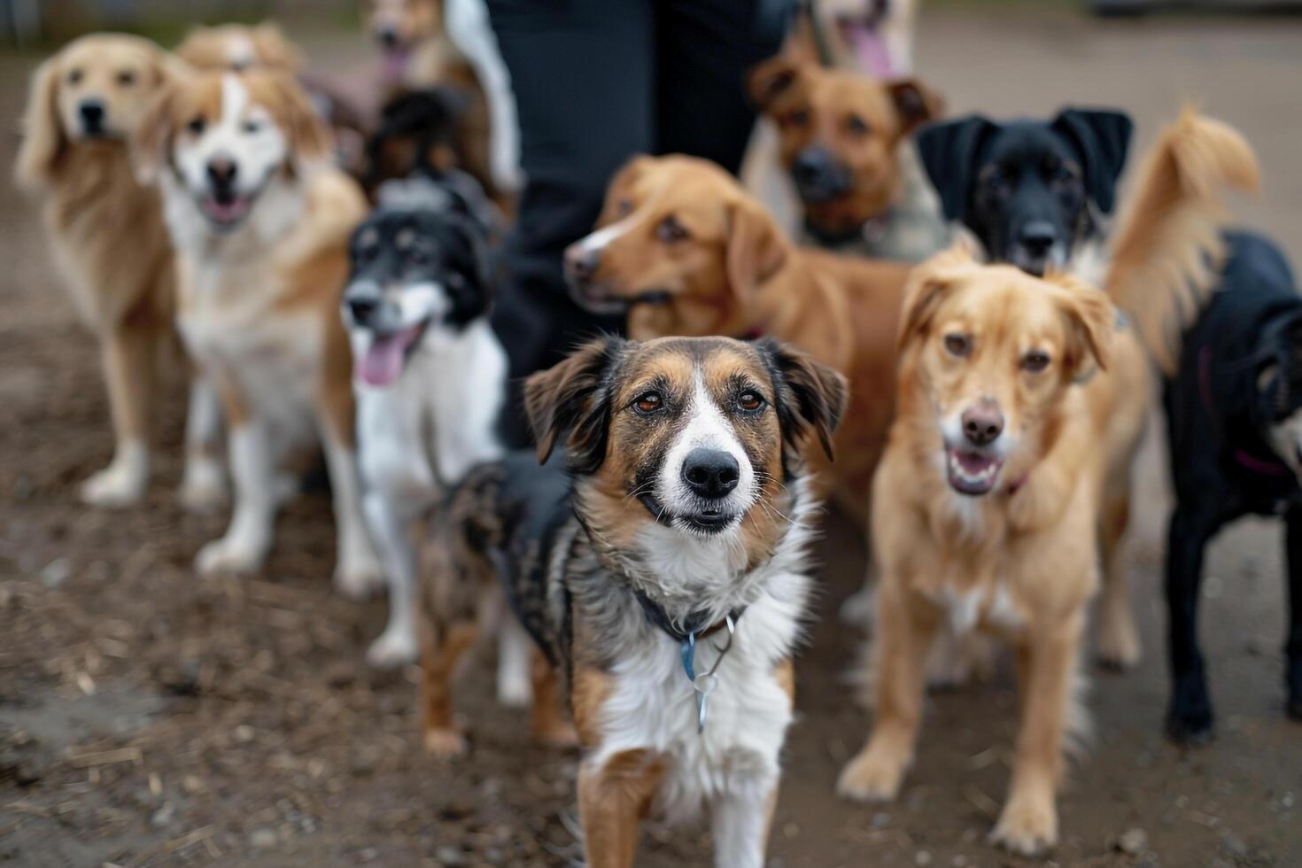 Uplifting Volunteer Teaching Shelter Dogs Basic Agility Exercises with Enthusiasm photo