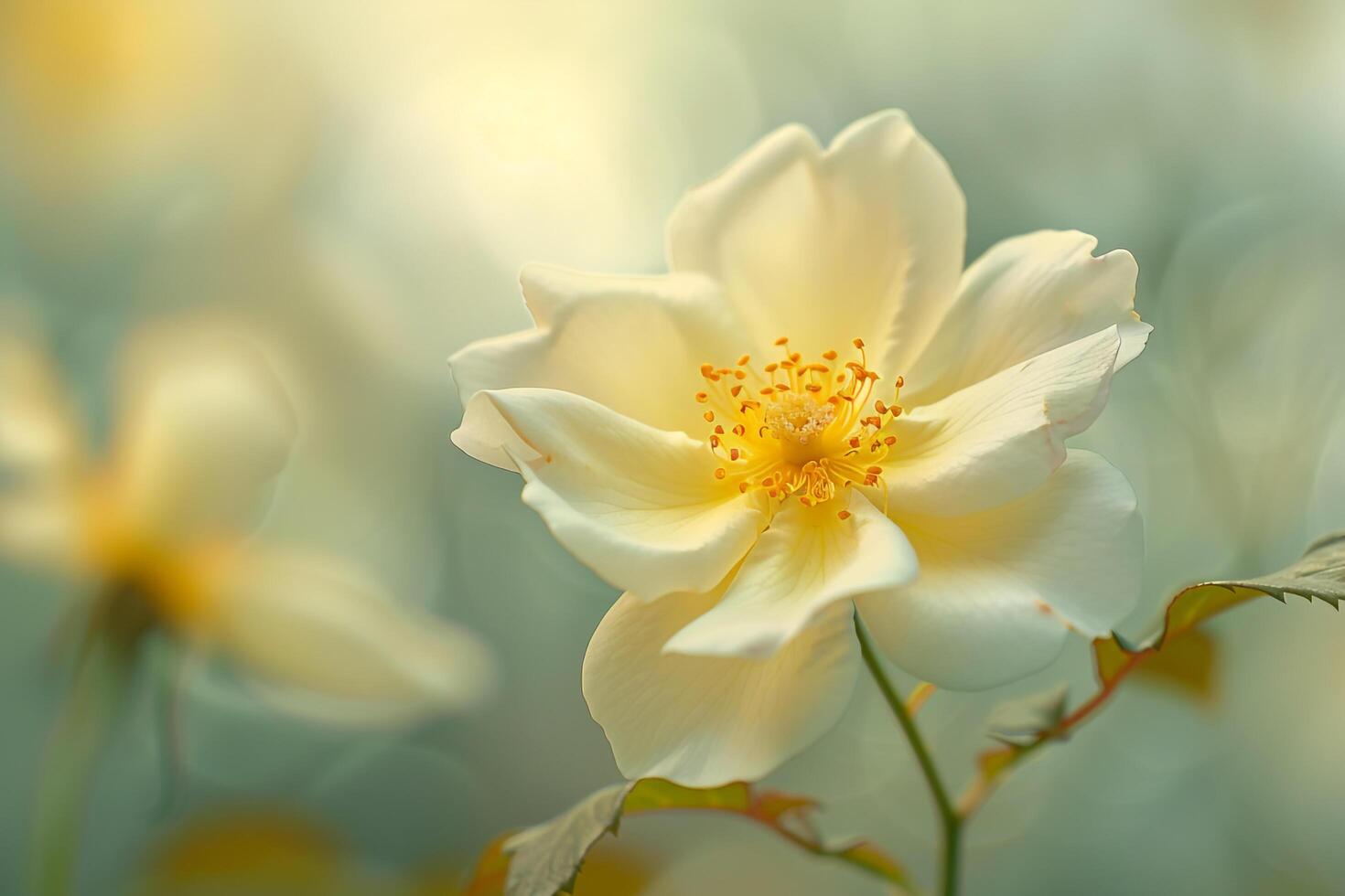 Floral Delicate Yellow Wild Rose nature background photo