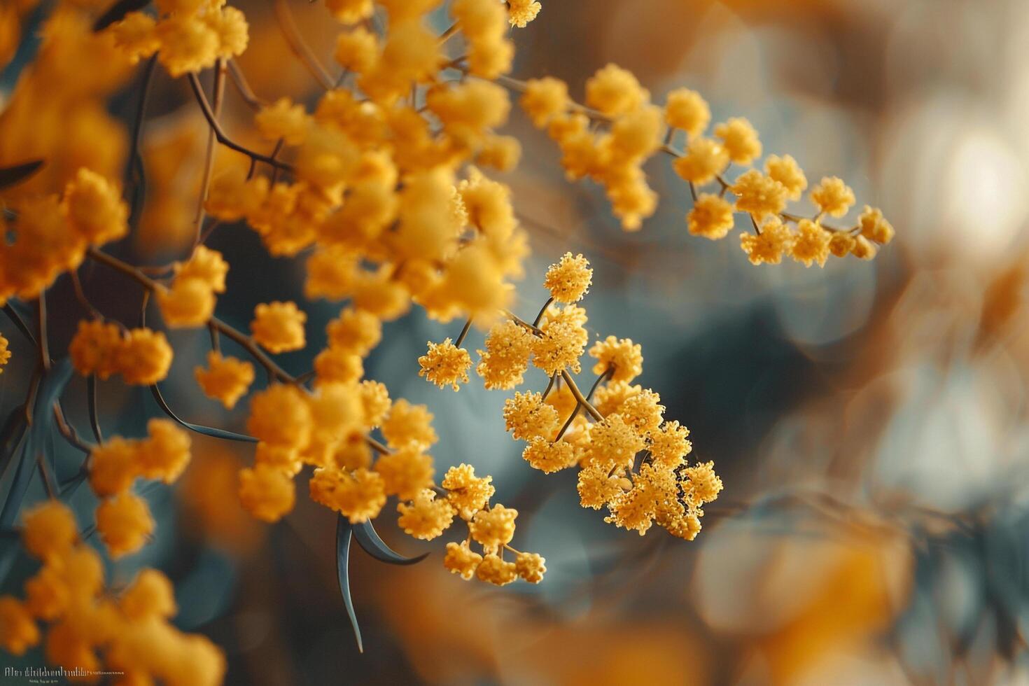 Floral Delicate Yellow Mimos nature background photo