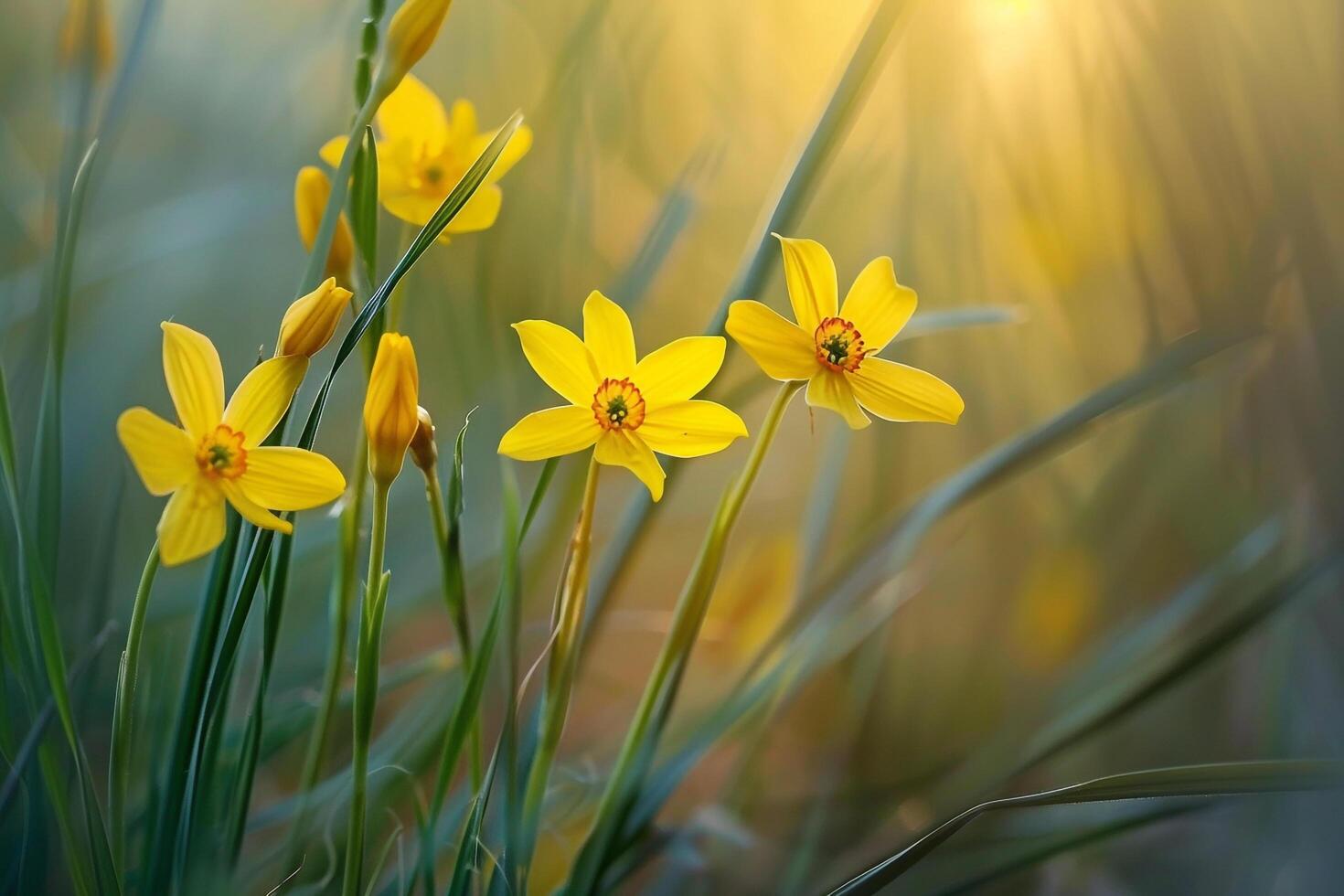 Floral Delicate Yellow Eyed Grass nature background photo