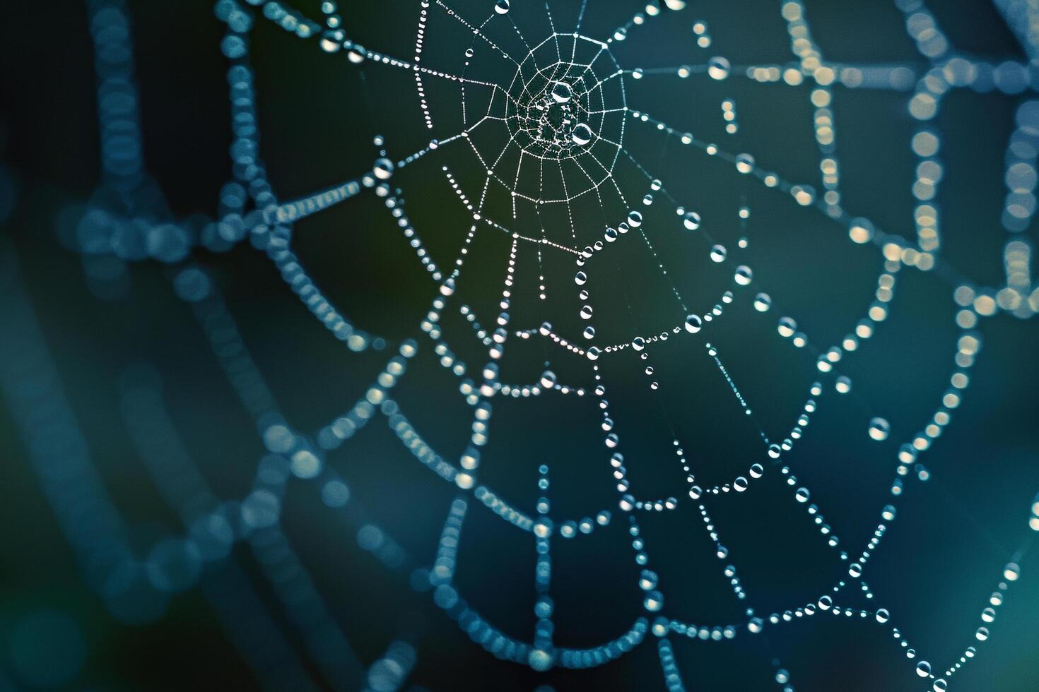Delicate Geometric Patterns of Dewdrops on Spider Web nature background photo