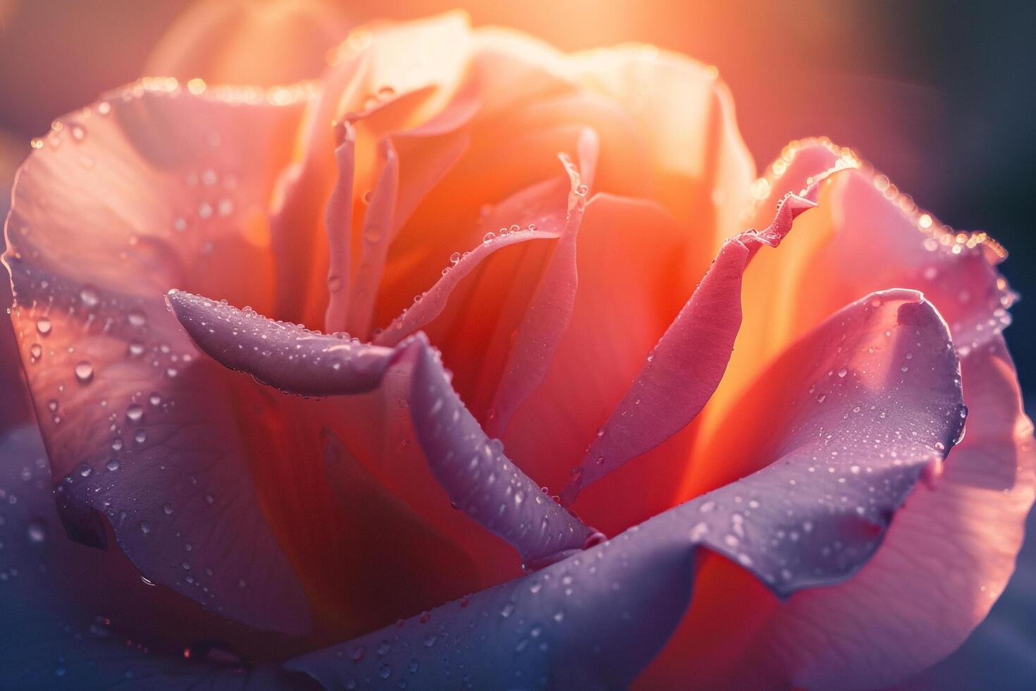 Enchanting Sunlight Filtering Through Delicate Petals of Blooming Flower in Morning Garden nature background photo