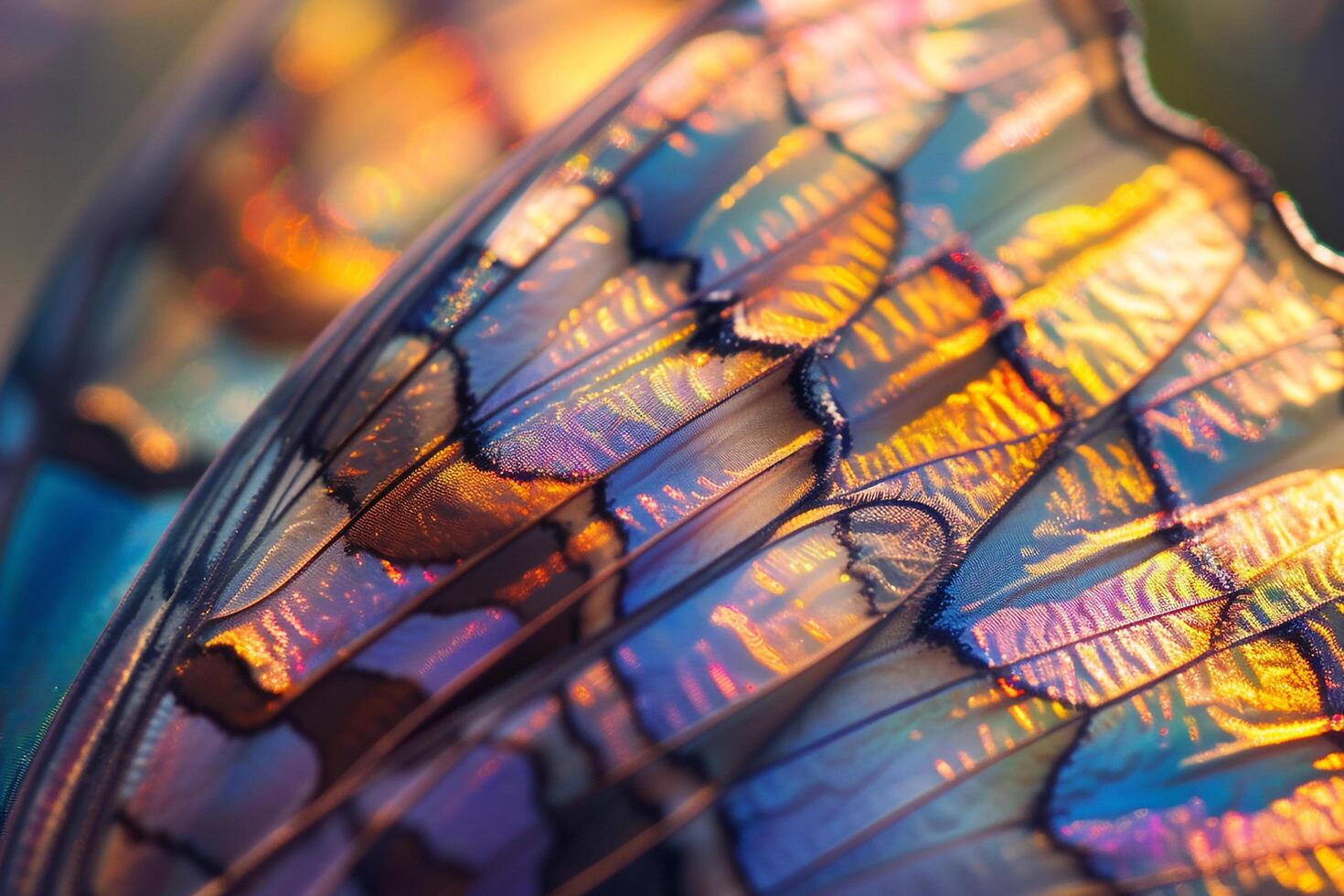 Enchanting Nature of Patterns on Butterfly Wing with Iridescent Scales Catching Sunlight nature background photo