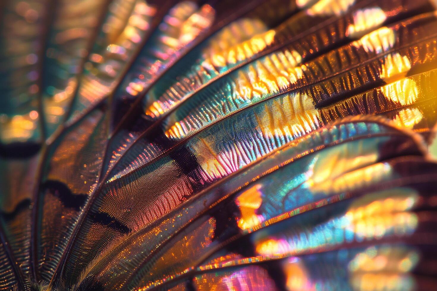 Enchanting Nature of Patterns on Butterfly Wing with Iridescent Scales Catching Sunlight nature background photo