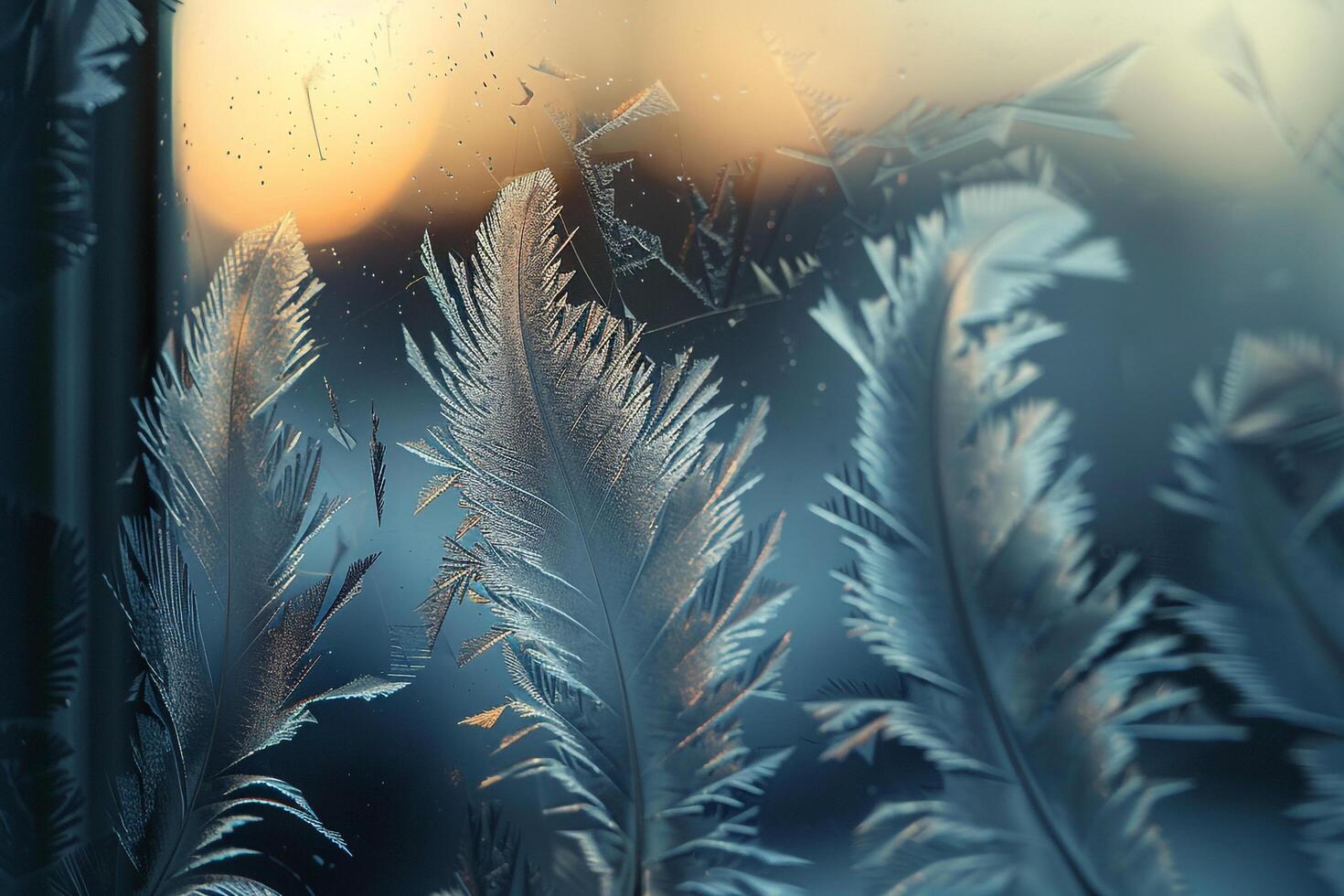 Winter Window Frost Patterns Mimicking Delicate Feathers Natures Art photo