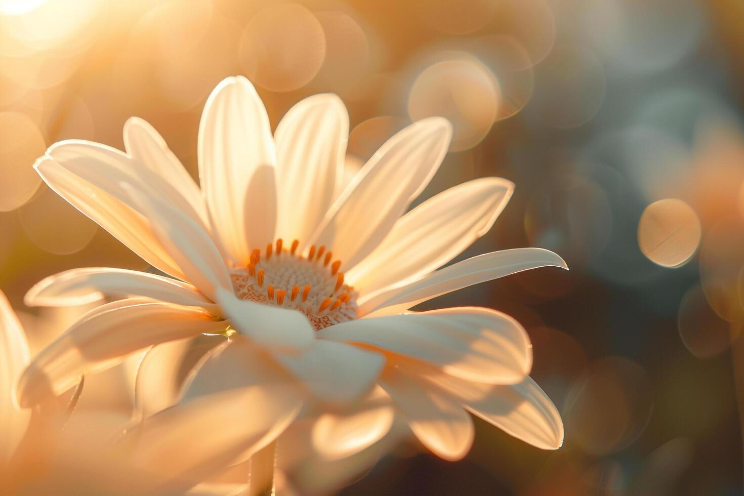 Enchanting Sunlight Filtering Through Delicate Petals of Blooming Flower Background Nature photo