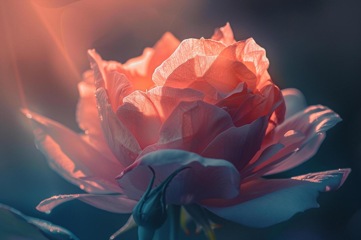 Enchanting Sunlight Filtering Through Delicate Petals of Blooming Flower Background Nature photo