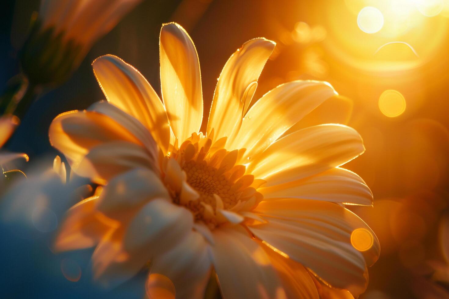 Nature Enchanting Sunlight Filtering Through Delicate Petals of Blooming Flower nature background photo