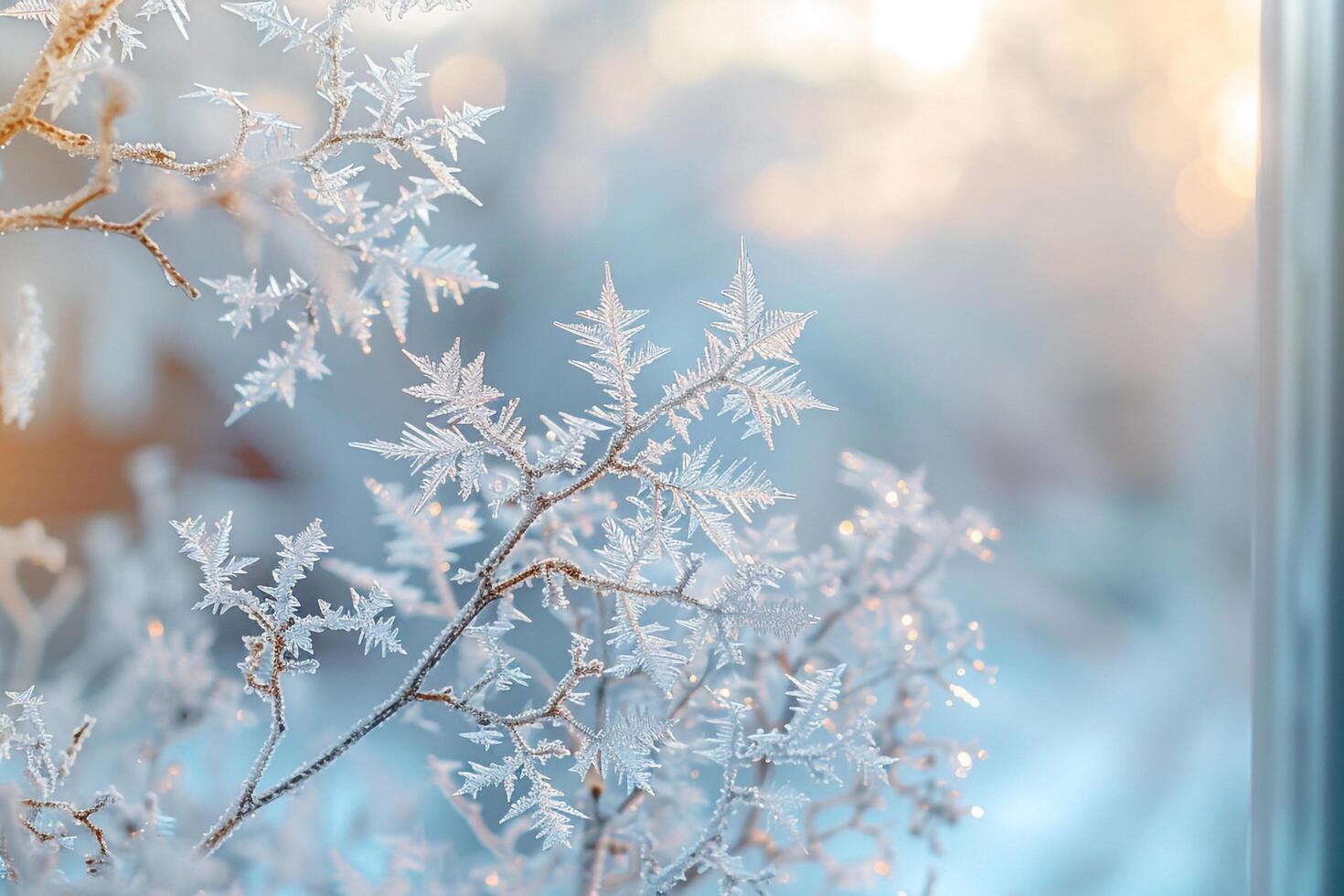 Nature Frost Patterns on Windowpane Resembling Delicate Lacework  nature background photo