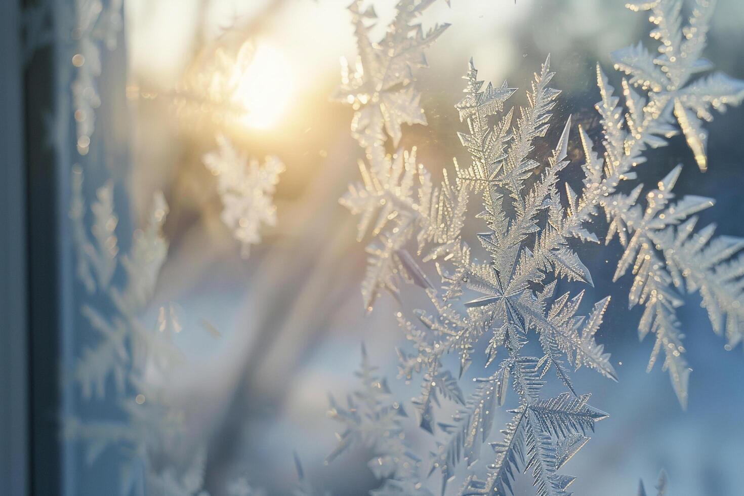 Nature Intricate Frost Patterns on Windowpane Resembling Delicate Lacework  nature background photo