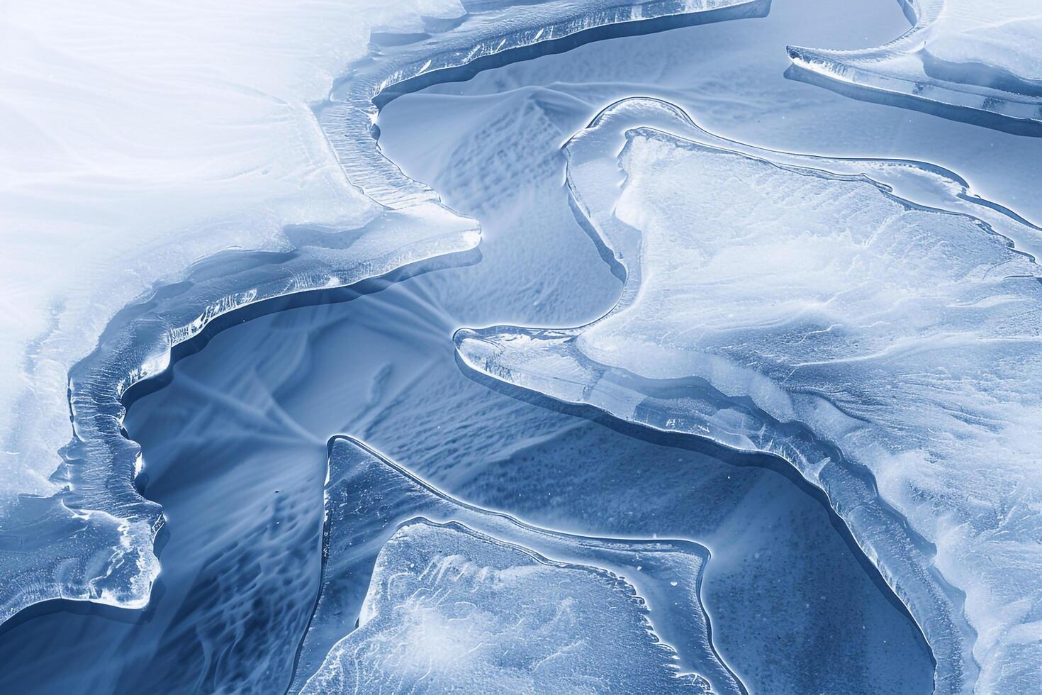 Abstract windsculpted snowdrifts on a frozen lake background nature photo