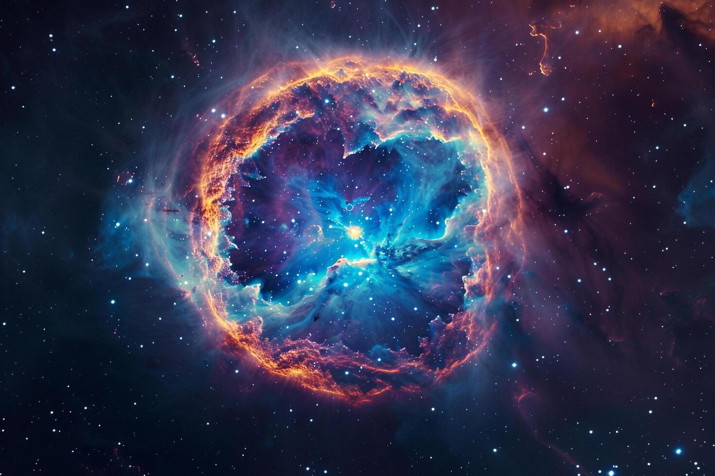 Luminous Planetary Nebula Glowing in Vibrant Colors Showcasing the Birth and Death Cycle of Stars nature background photo