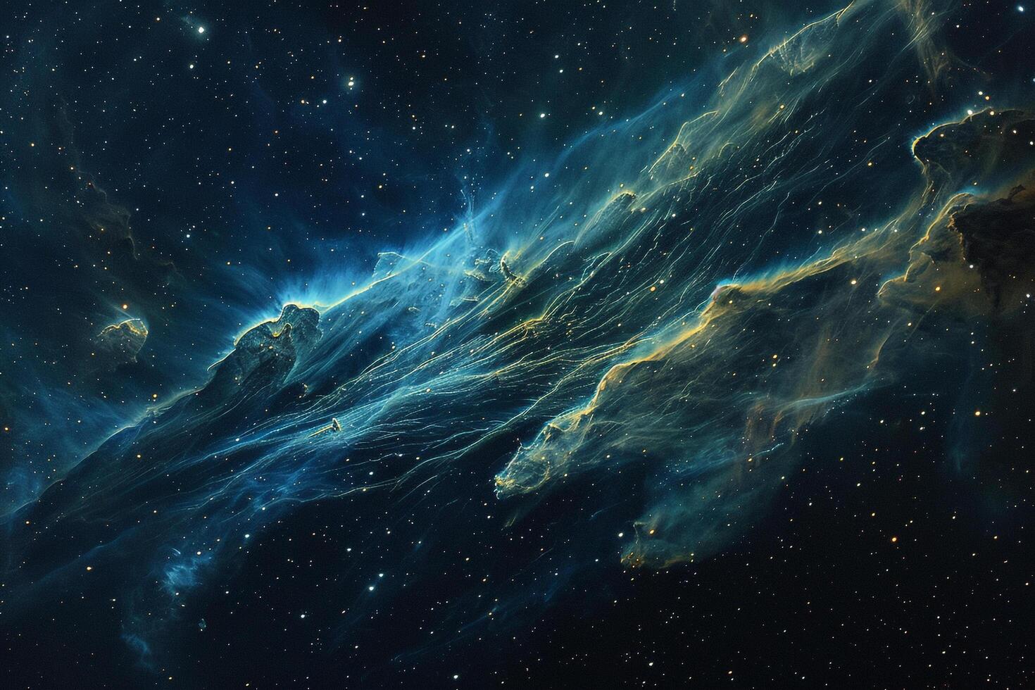 Veil Nebula in Cygnus Constellation Revealing Delicate Wisps of Supernova Remnant in Intricate  nature background photo