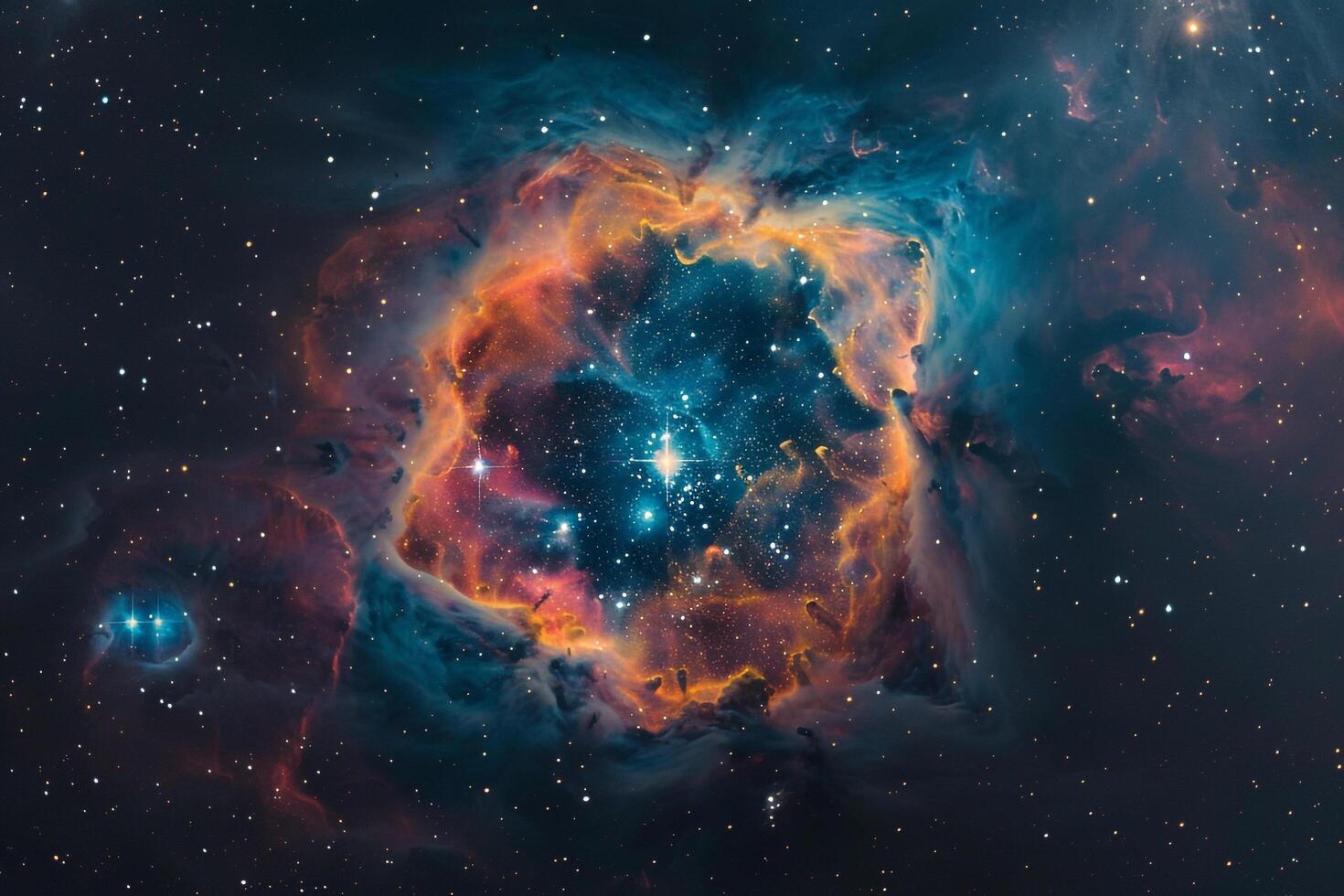 Planetary Nebula Illuminated in Vibrant Colors Showcasing Stellar Evolution in the Depths of Space photo