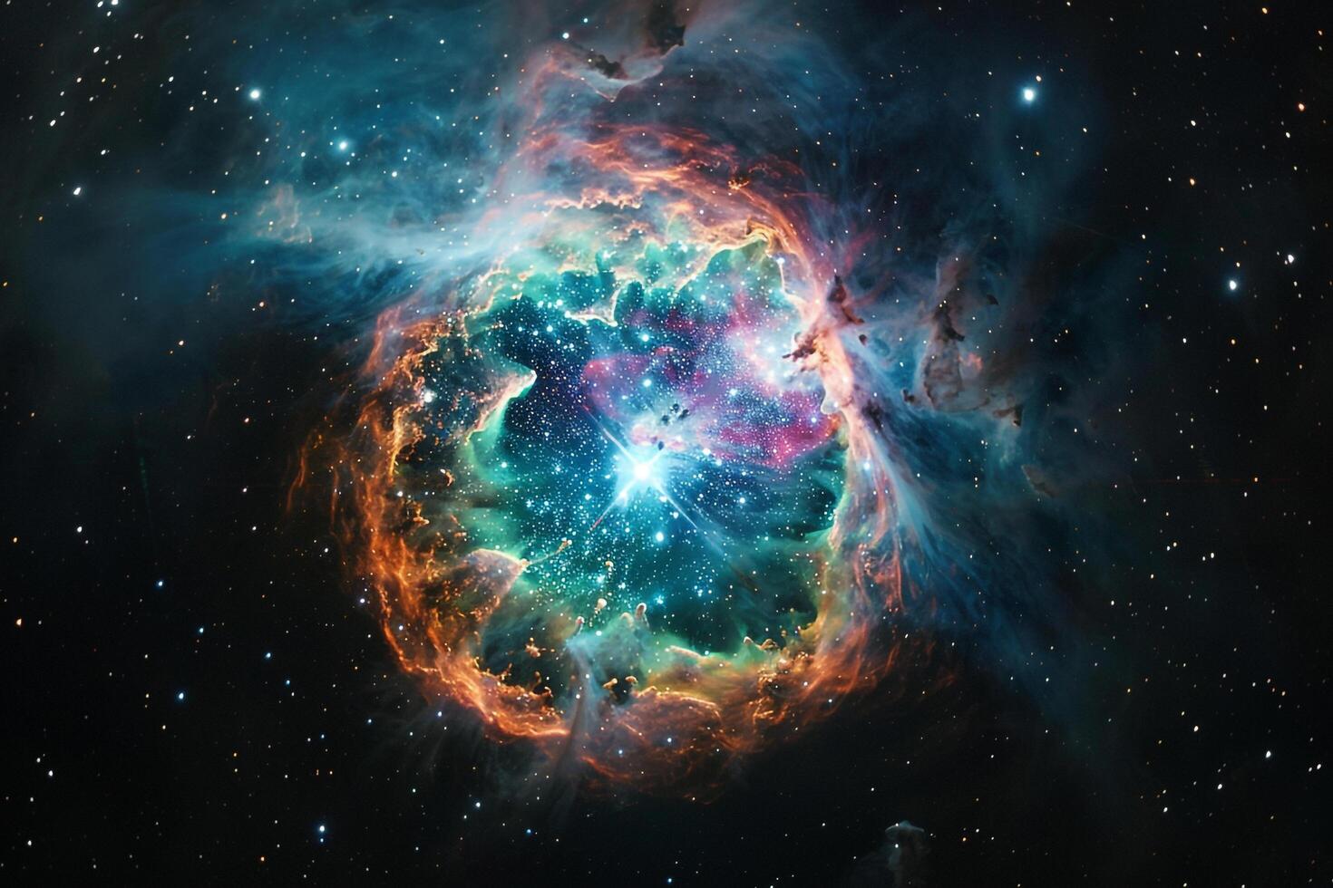 Luminous Planetary Nebula Glowing in Vibrant Colors Birth and Death Cycle of Stars in Deep Space Background and Nature photo
