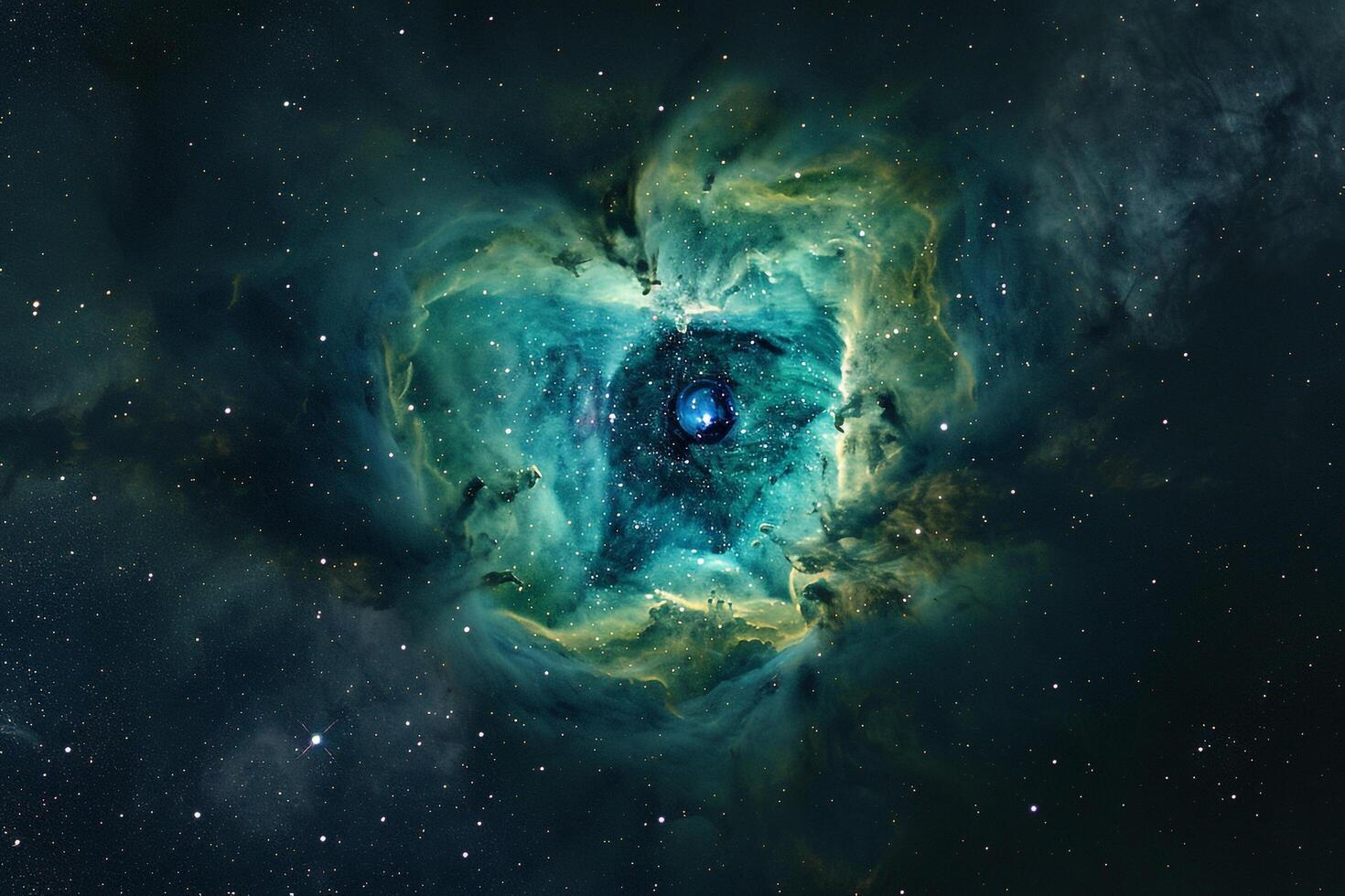 Stunning  of Helix Nebula Green and Blue Cosmic Colors Showcasing Stellar s photo