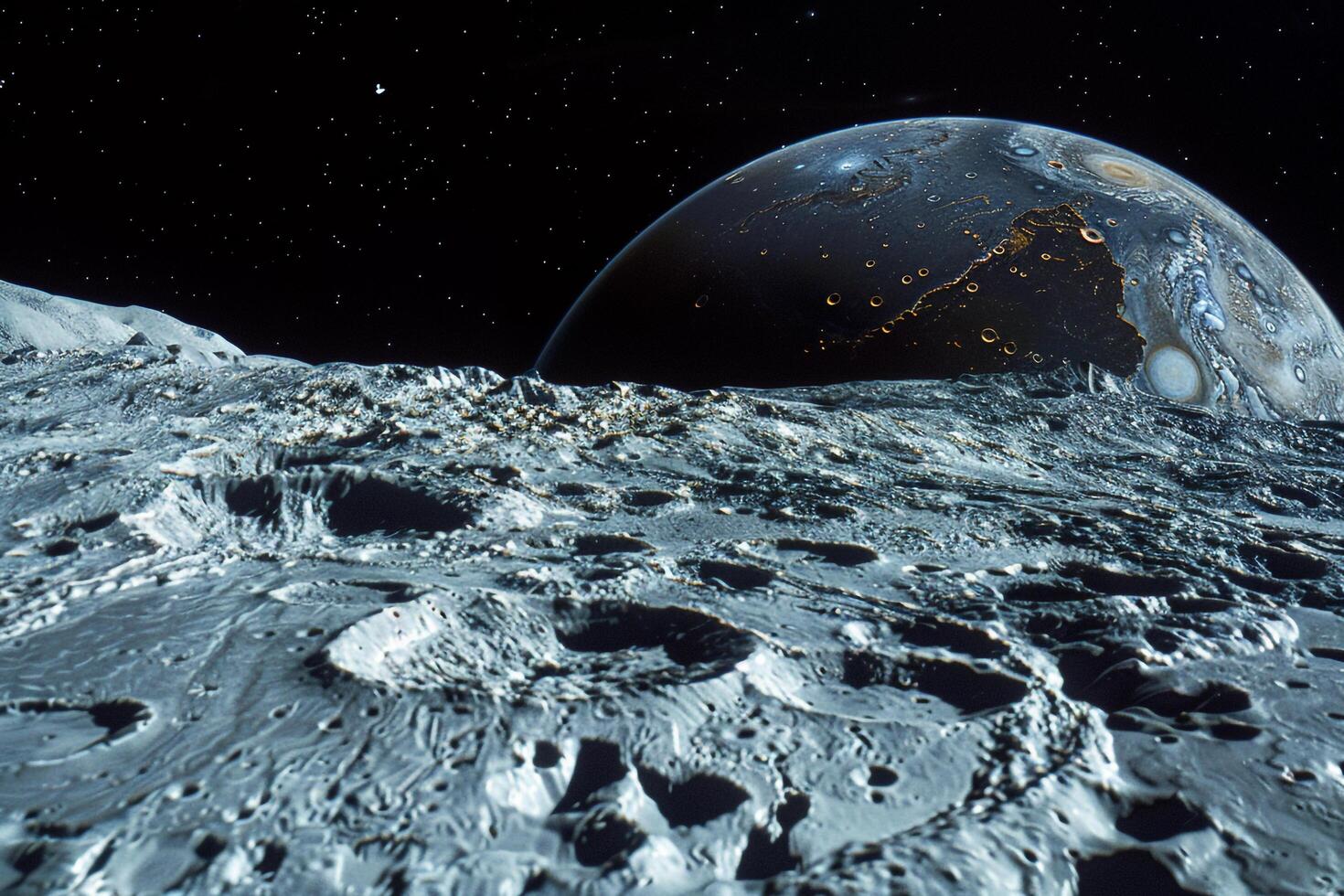 Ganymede Largest Moon of Jupiter Cratered Surface and Icy Plains s Background and Nature photo