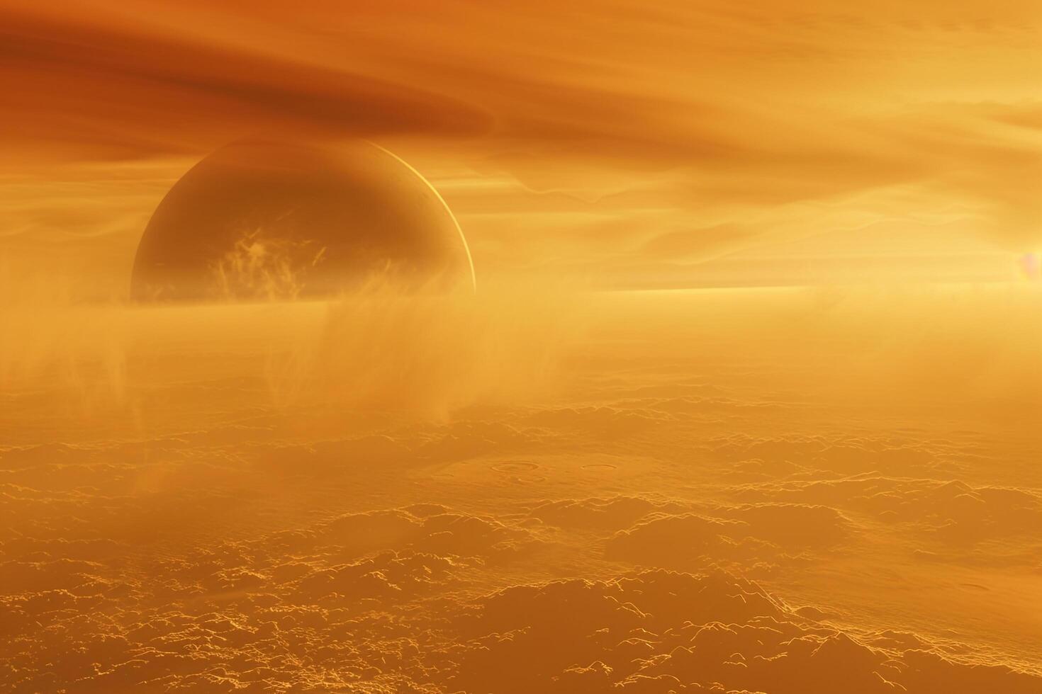 Titan Saturns Largest Moon Hazy Orange Atmosphere and Hydrocarbon Lakes Background and Nature photo