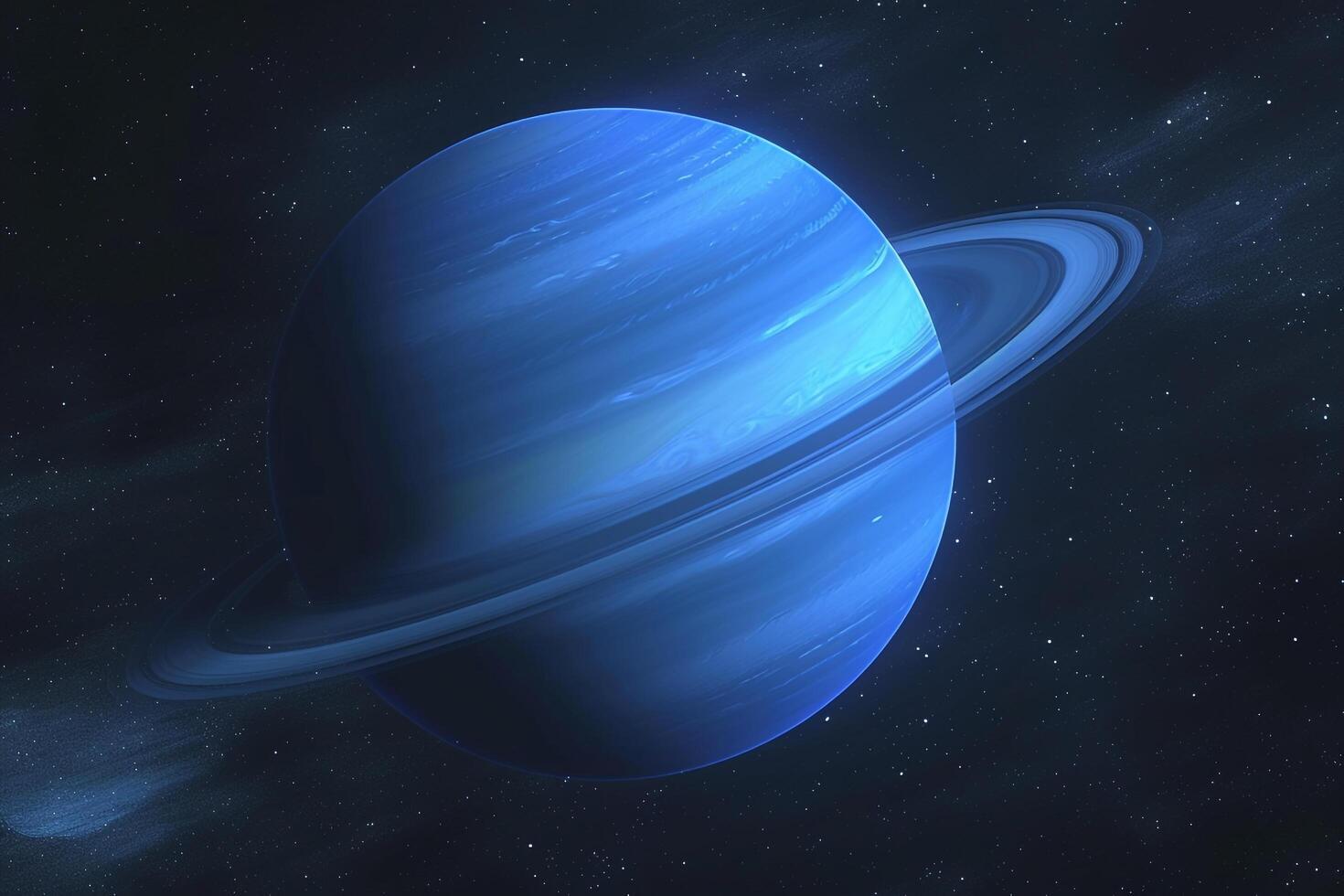 Mystery Neptune Deep Blue Color and Faint Rings Background and Nature photo
