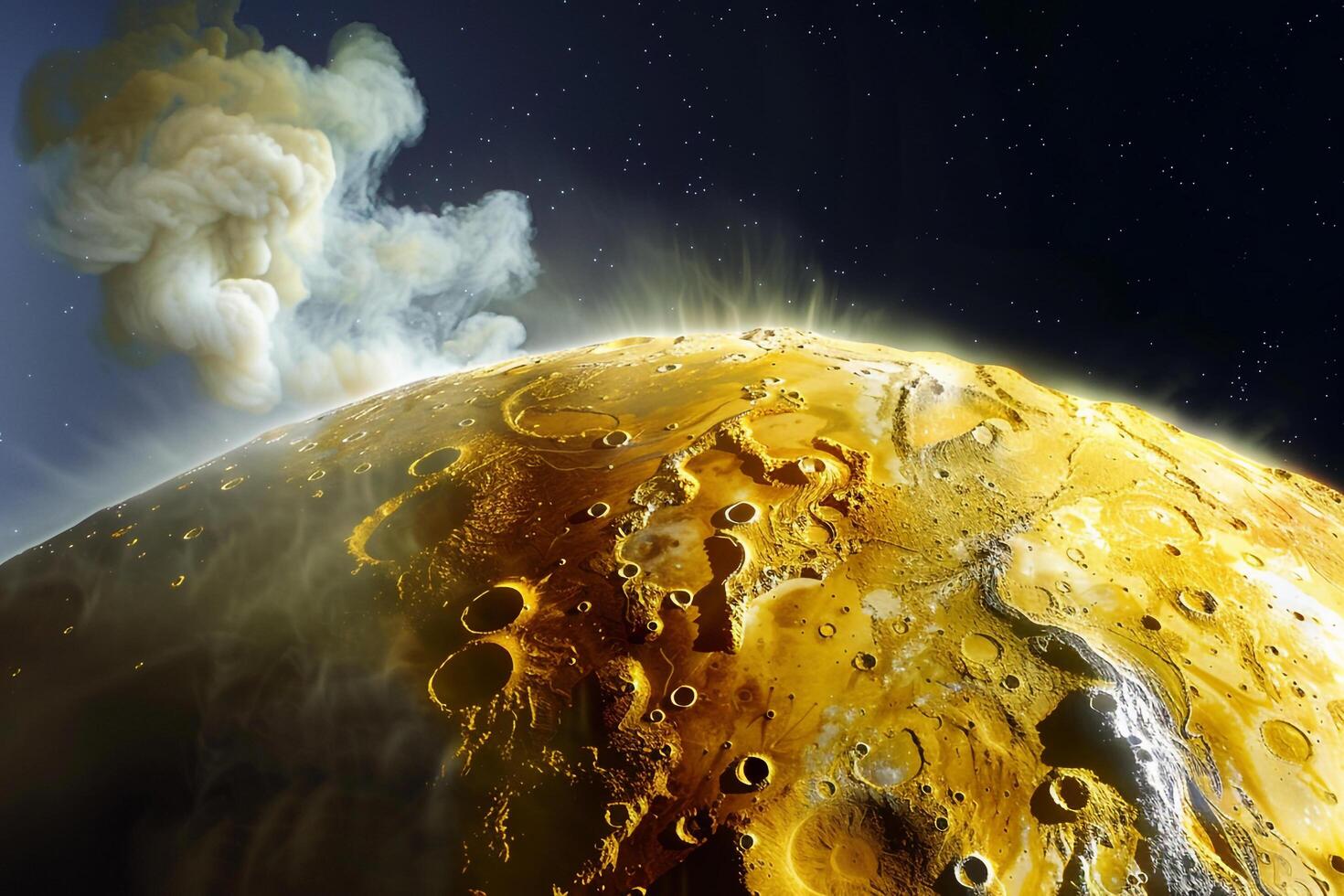 Majesty Io One of Jupiters Moons Volcanic Surface with Sulfur Dioxide Plumes Background and Nature photo