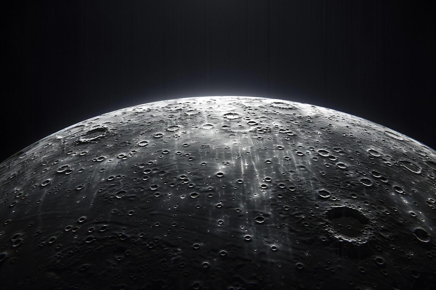 Mercury in Its Stark Cratered Landscape Under Black Sky the Closest Planet to the Sun Background and Nature photo