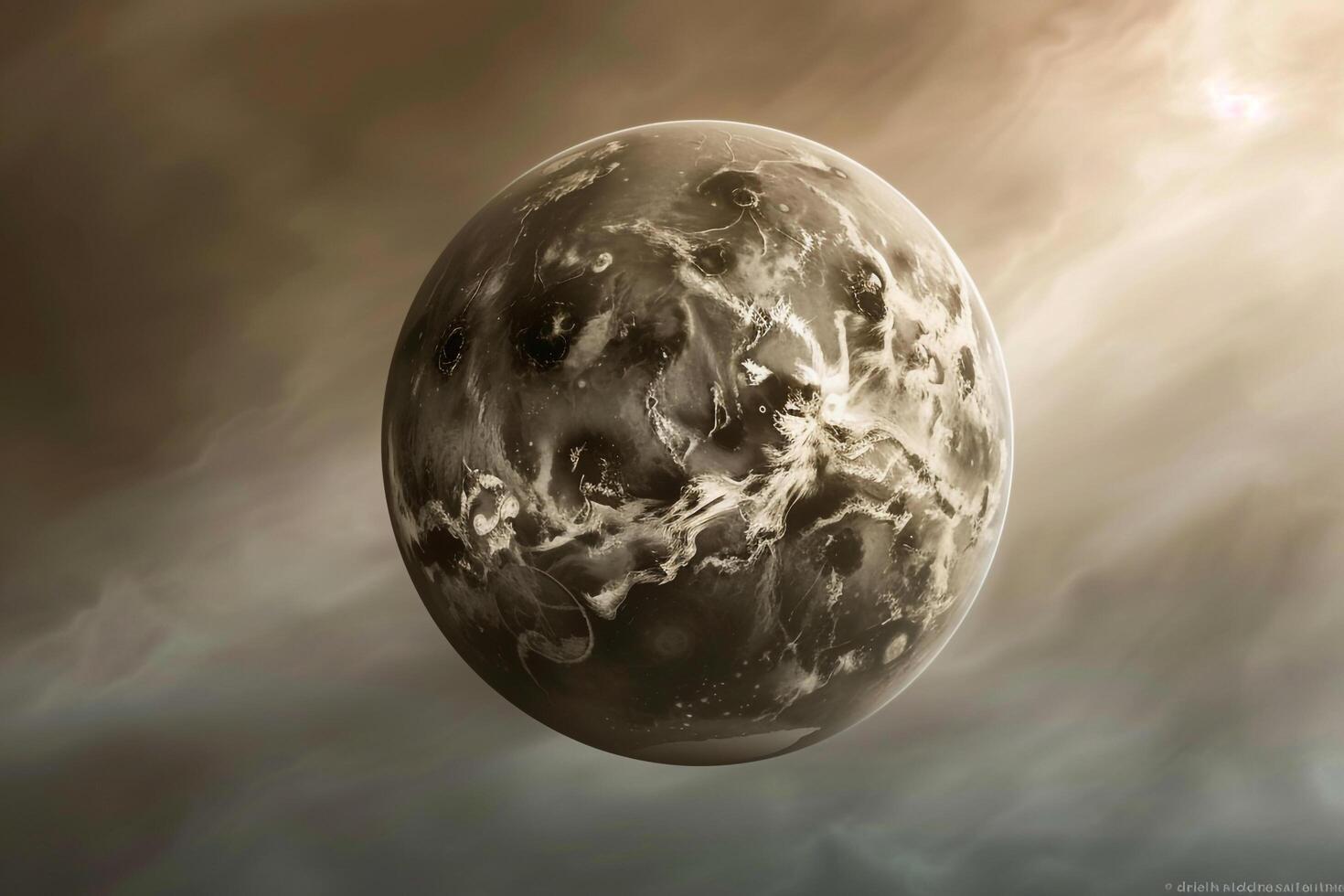 Venus with Its Thick Cloud Cover Revealing Hints of Its Volcanic Terrain Beneath Background and Nature photo