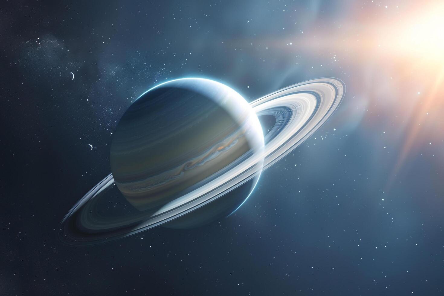 Saturn with Its Rings Fully Illuminated Showcasing Its Majestic Ring System Background and Nature photo