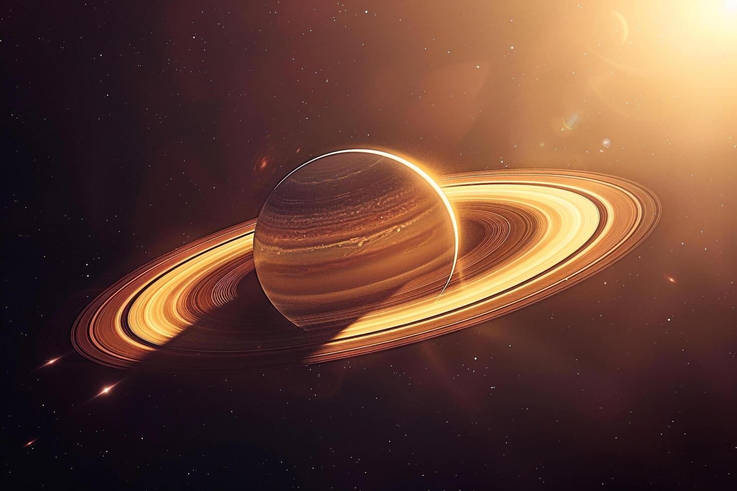 Saturns Glorious Ring System Fully Illuminated Background and Nature photo
